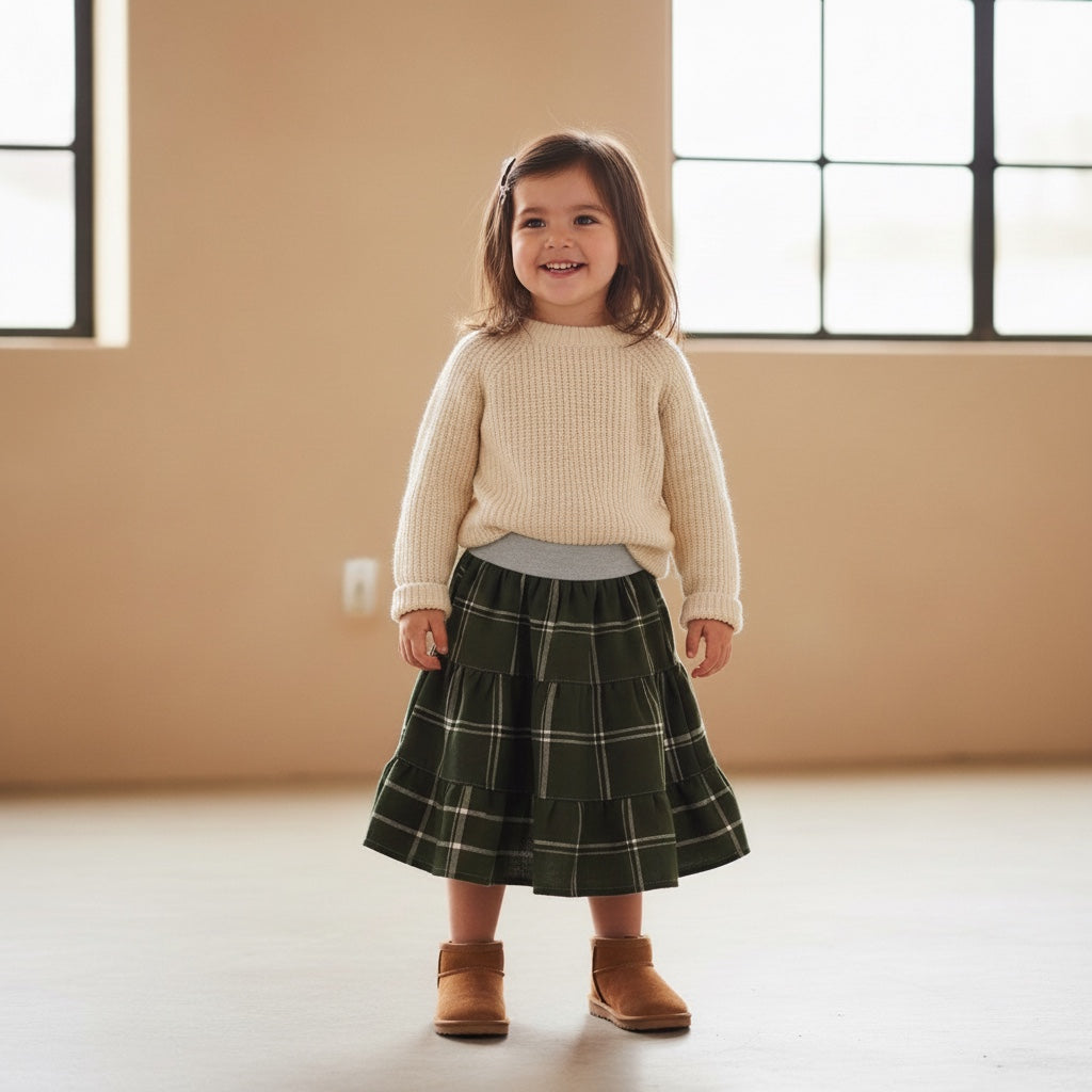 Midi Flannel Plaid Skirt (2-3)