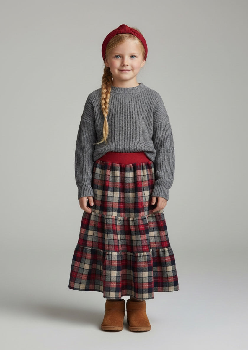 Maxi Flannel Plaid Skirt (5)