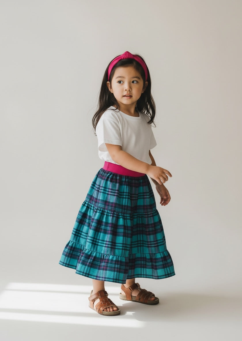 Maxi Cotton Plaid Skirt (2)