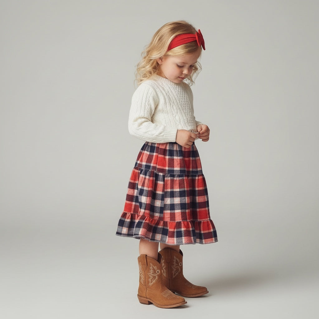 Midi Flannel Plaid Skirt (2-3)