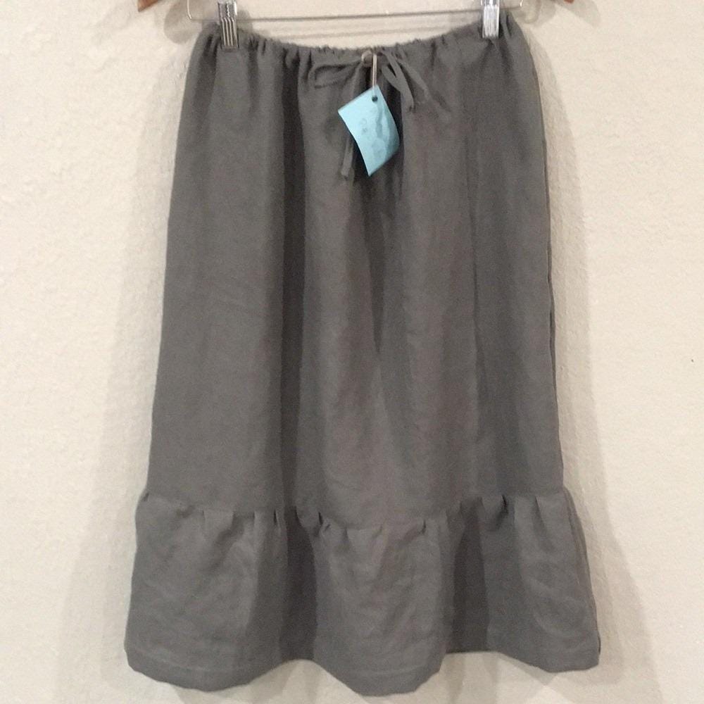 Maxi 100% Linen Gray Skirt (8-16)