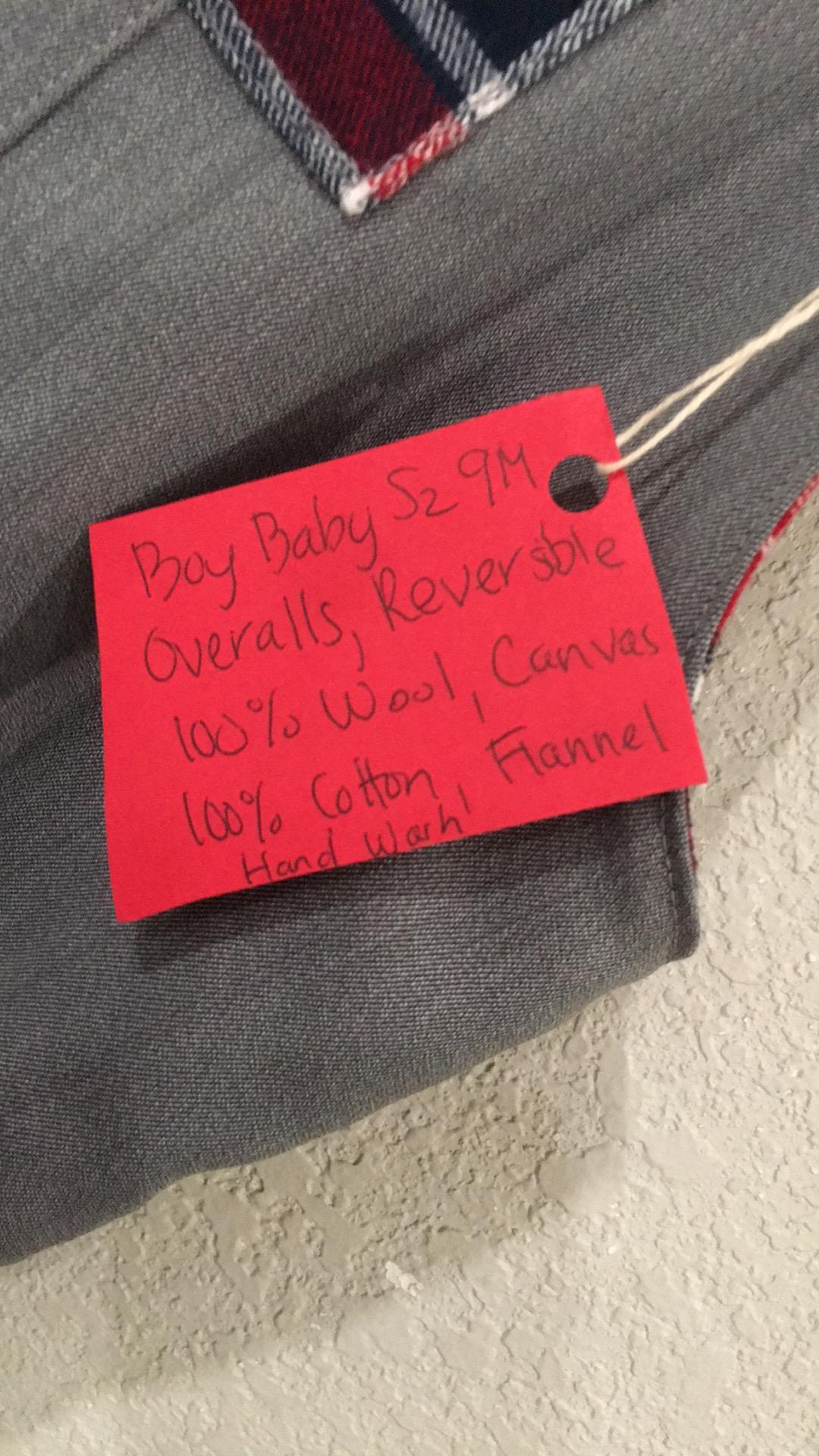 100% Wool Flannel Reversible Overalls (9M)