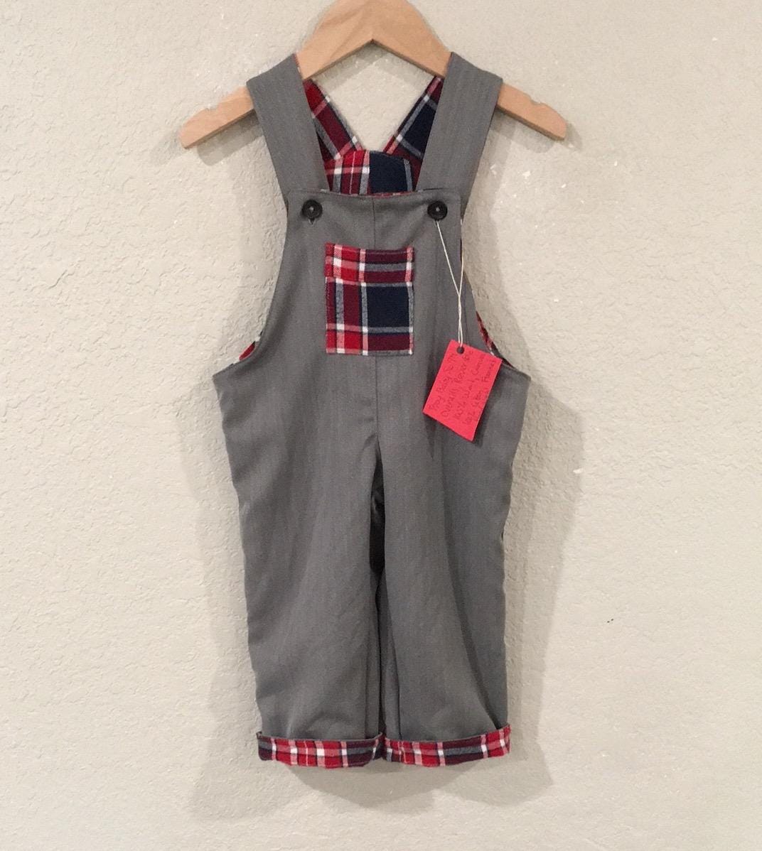100% Wool Flannel Reversible Overalls (9M)