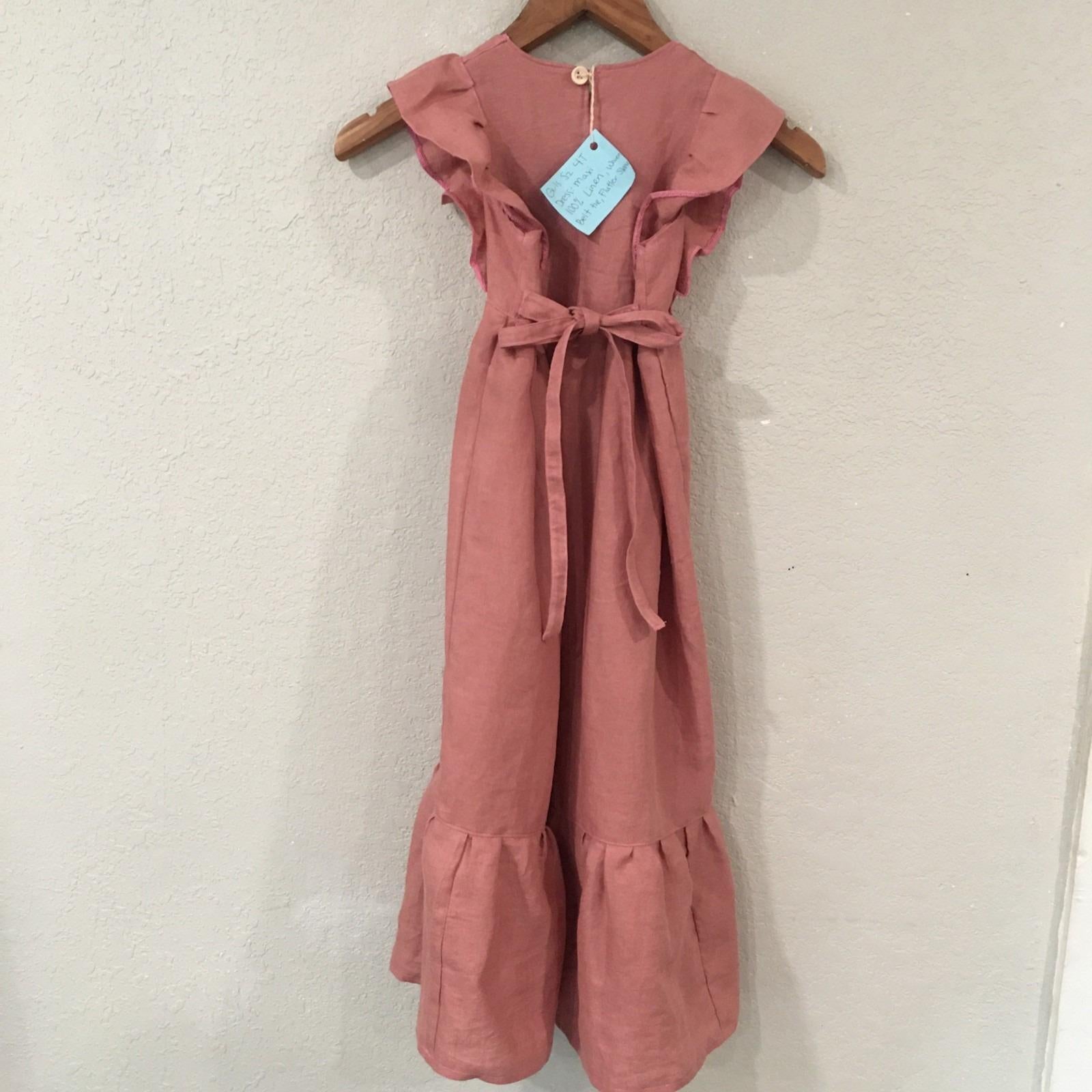 100% Linen Maxi Dress Pink (4T)