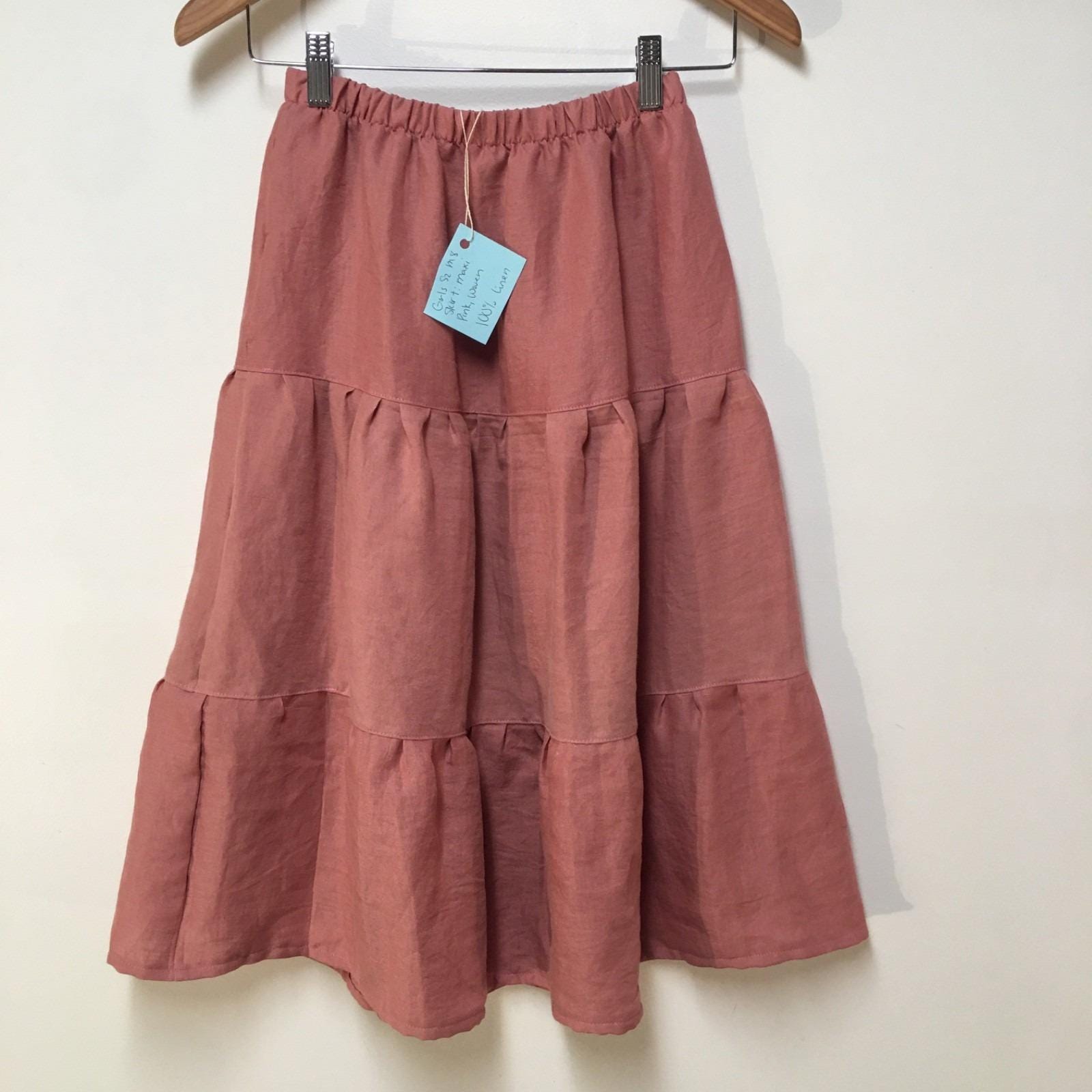 Maxi 100% Linen Pink Skirt (8)