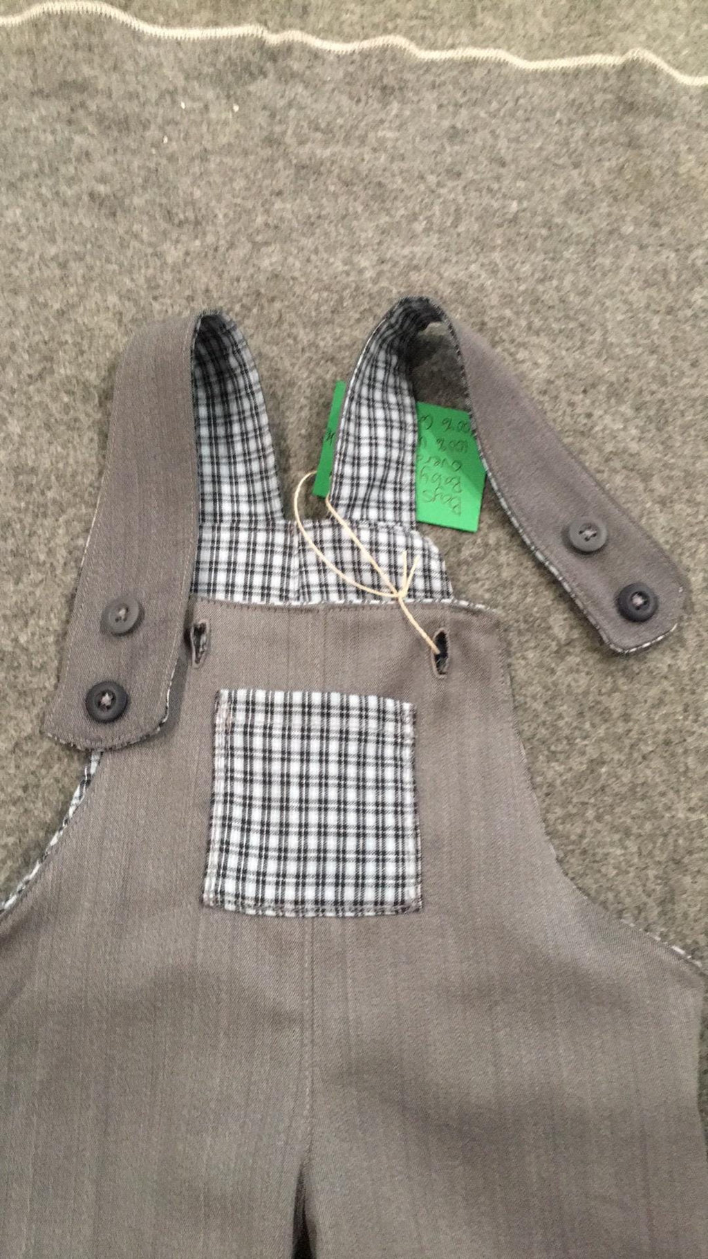 100% Wool Flannel Reversible Overalls (6M)