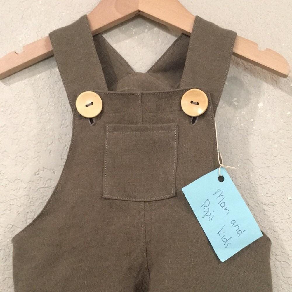 100% Linen Canvas Overalls (6M)