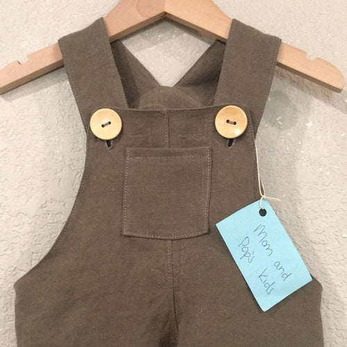 100% Linen Canvas Overalls (6M)