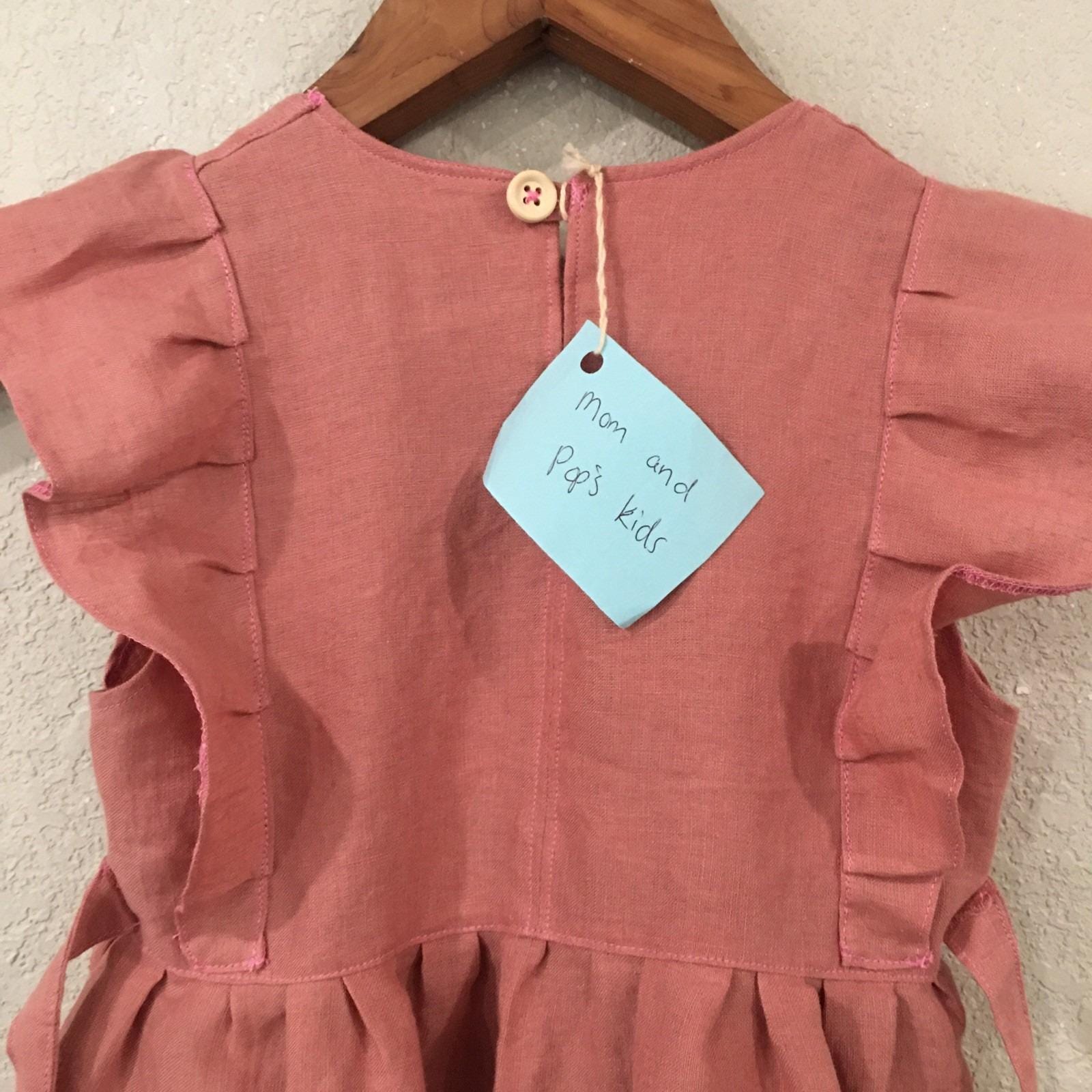100% Linen Maxi Dress Pink (4T)