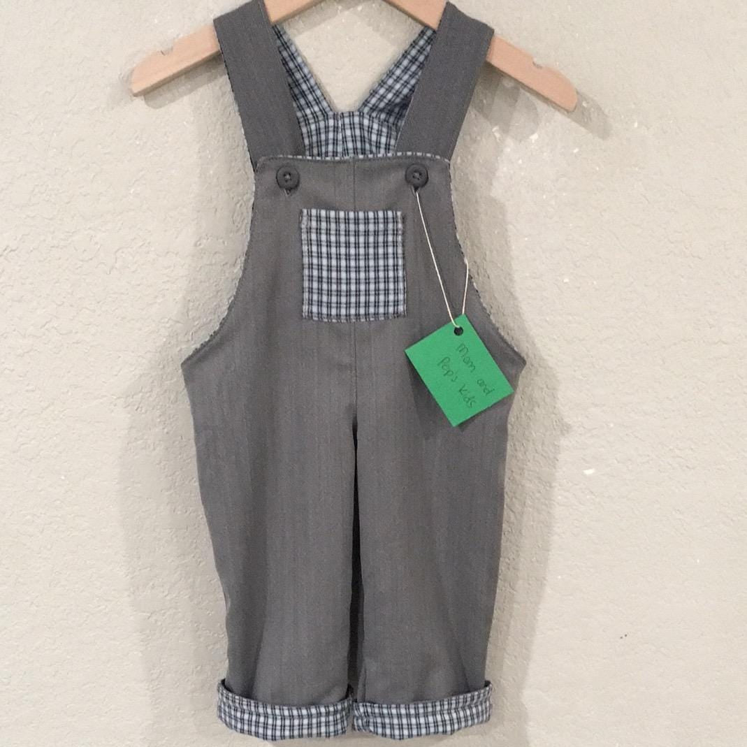 100% Wool Flannel Reversible Overalls (6M)