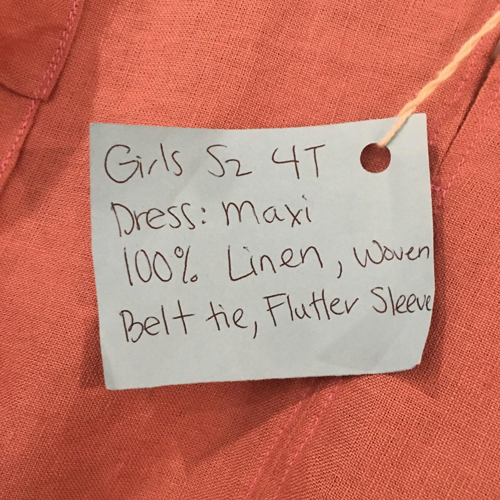 100% Linen Maxi Dress Pink (4T)