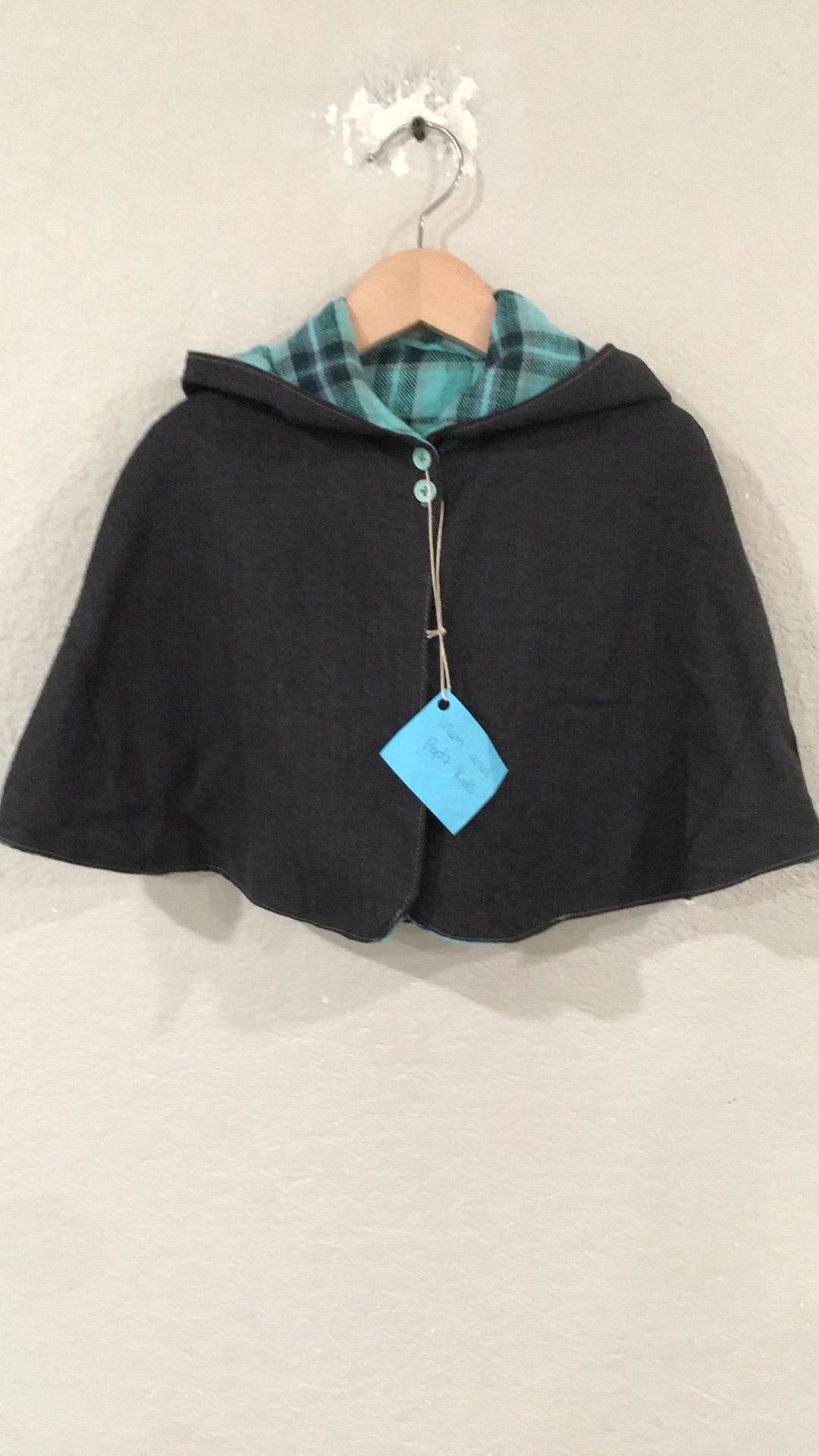 100% Wool Flannel Reversible Cape (4T)