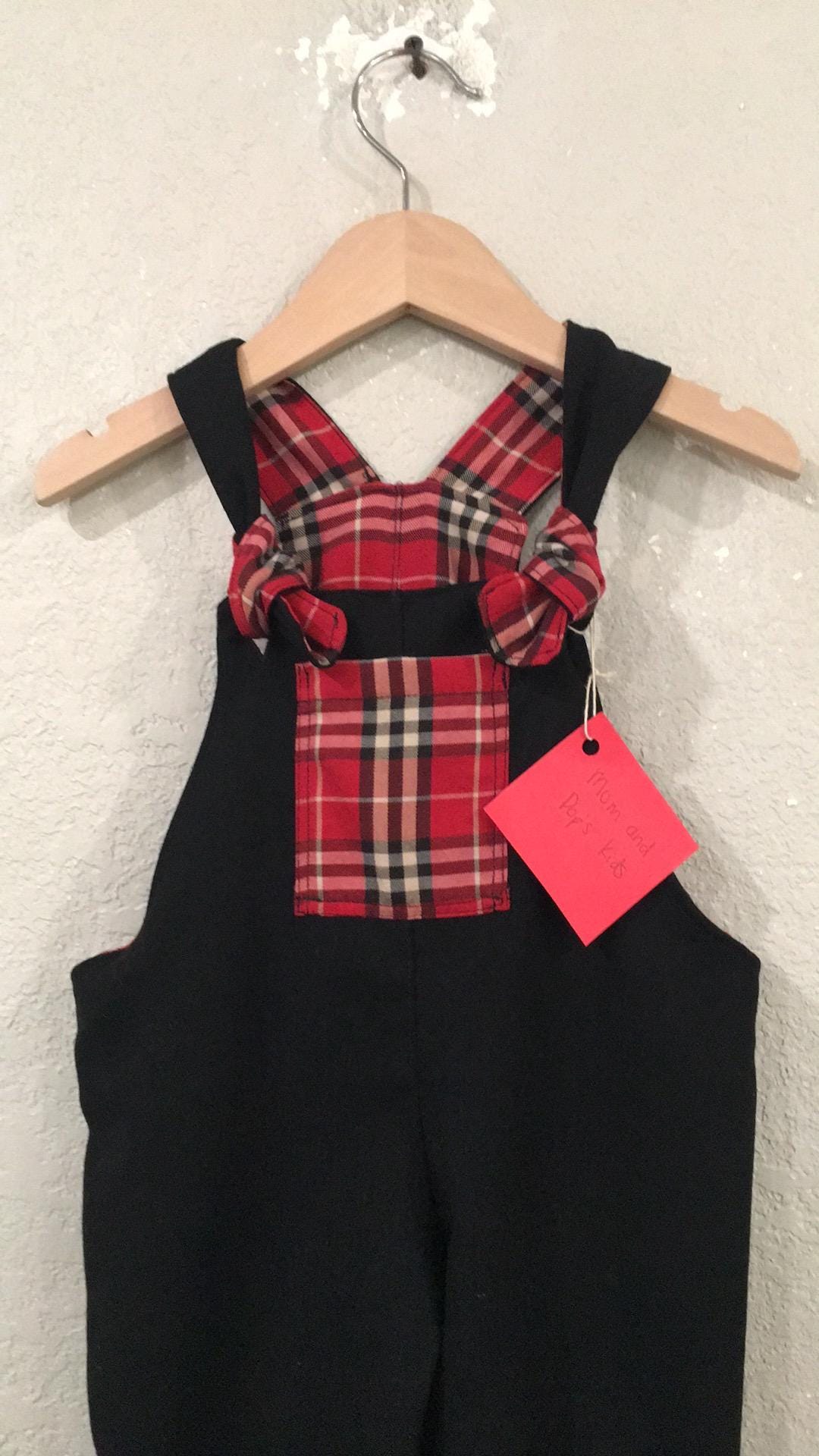 100% Wool Flannel Reversible Overalls (12M)