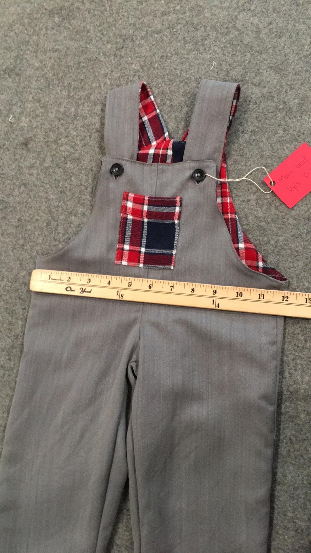 100% Wool Flannel Reversible Overalls (9M)