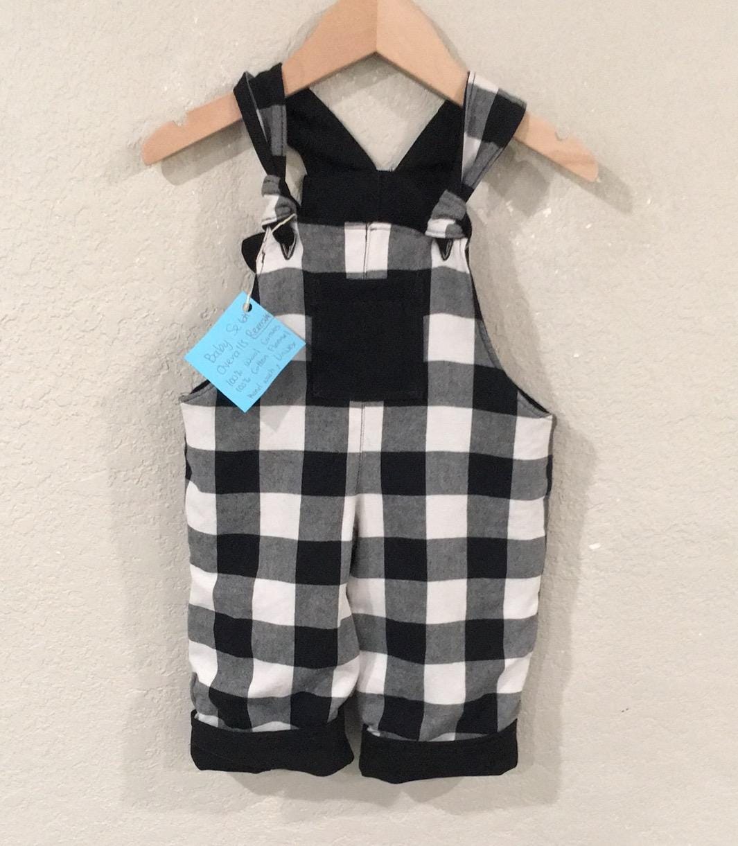 100% Wool Flannel Reversible Overalls (6M)