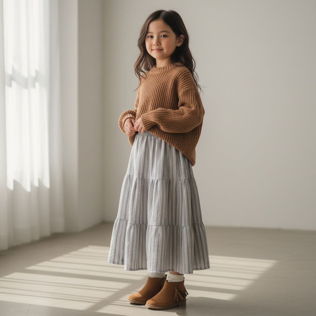Maxi Flannel Striped Skirt (8)