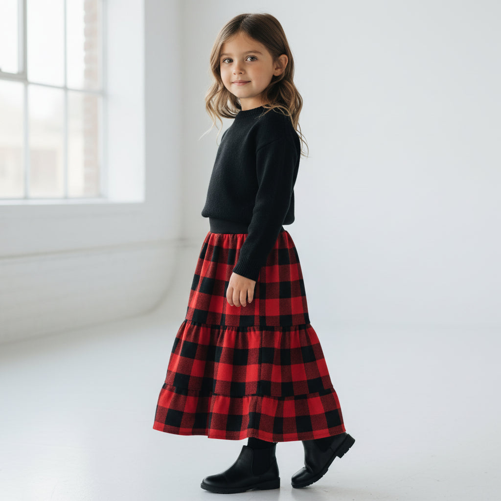 Maxi Flannel Checkered Skirt (3-4)