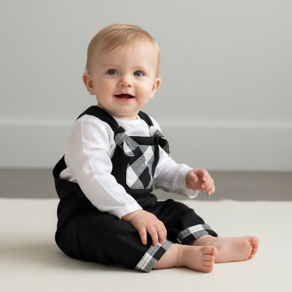 100% Wool Flannel Reversible Overalls (6M)