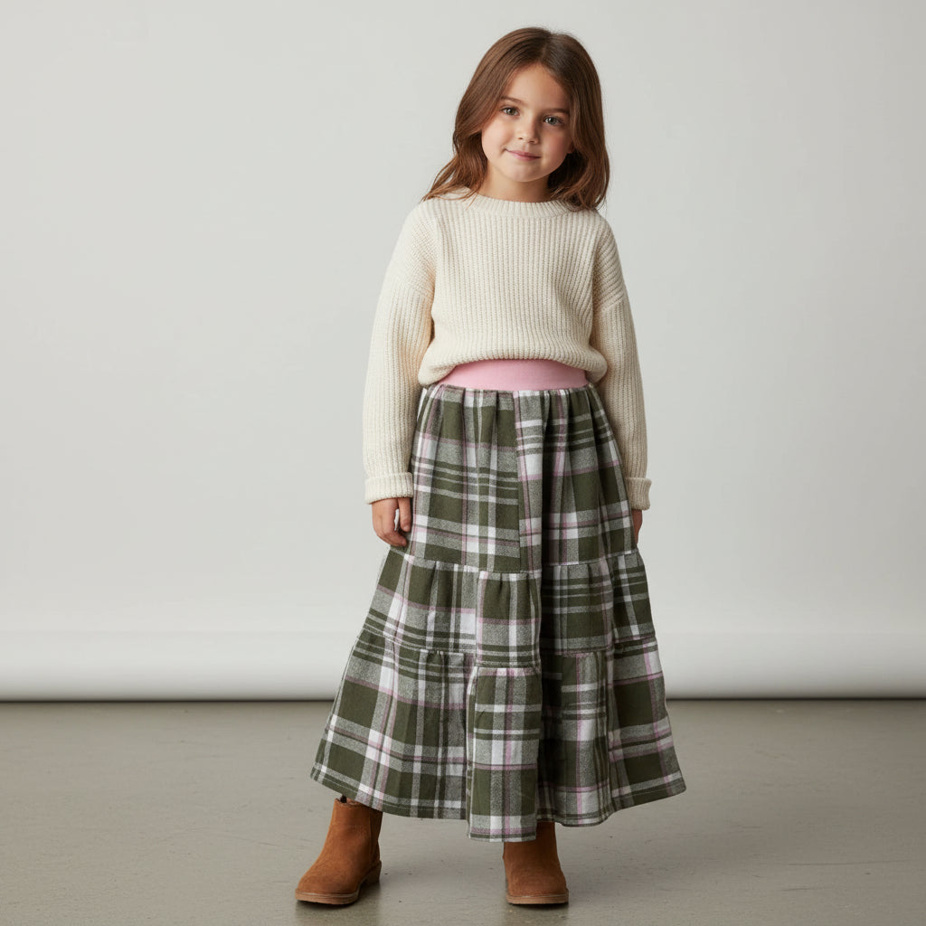 Maxi Flannel Green Skirt (4)