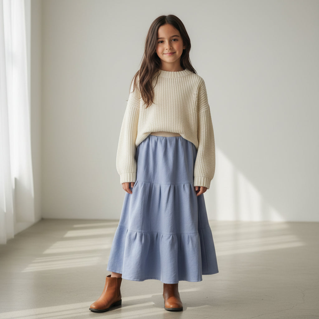 Maxi Flannel Blue Skirt (8)