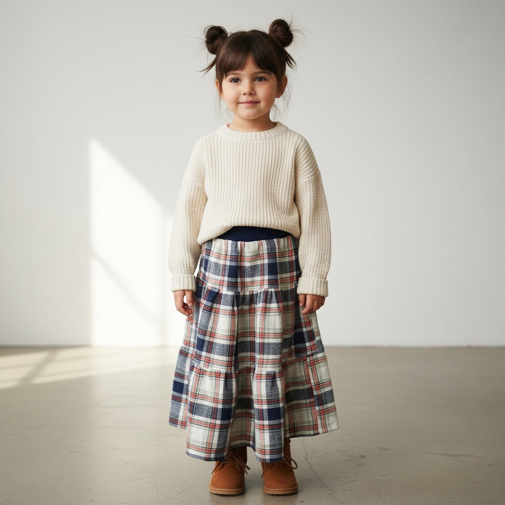 Maxi Cotton Plaid Skirt (2-3)