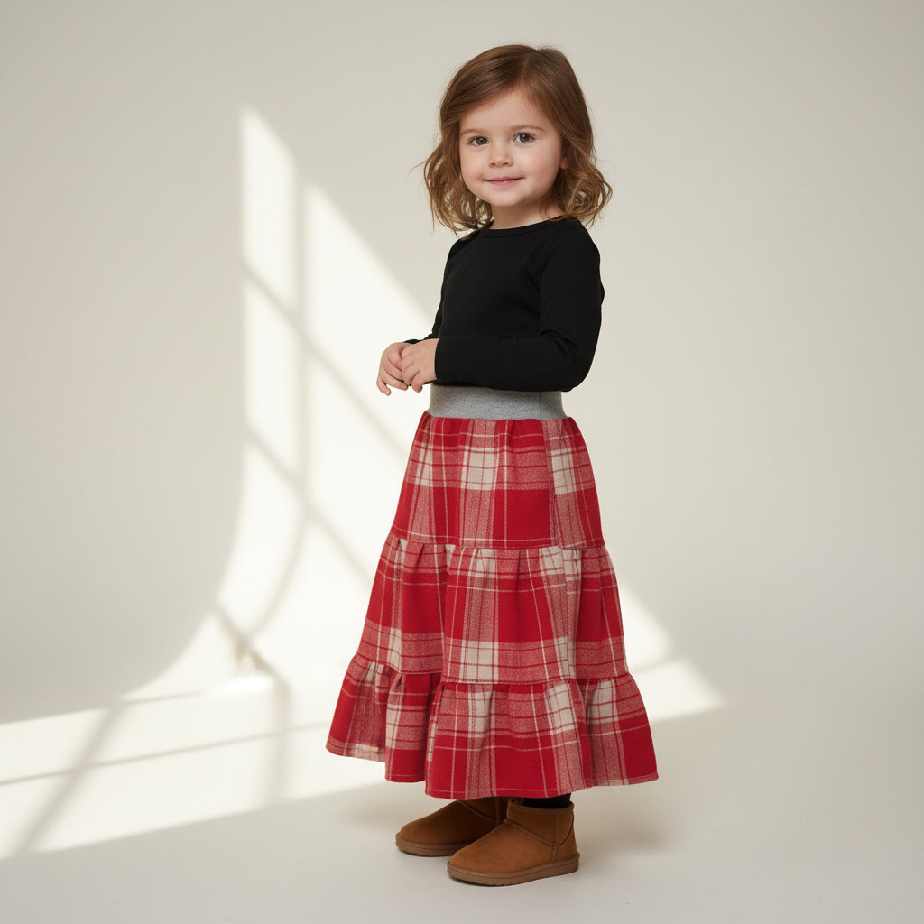 Maxi Flannel Plaid Skirt (2-3)