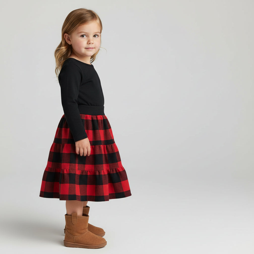 Midi Flannel Checkered Skirt (2-3)