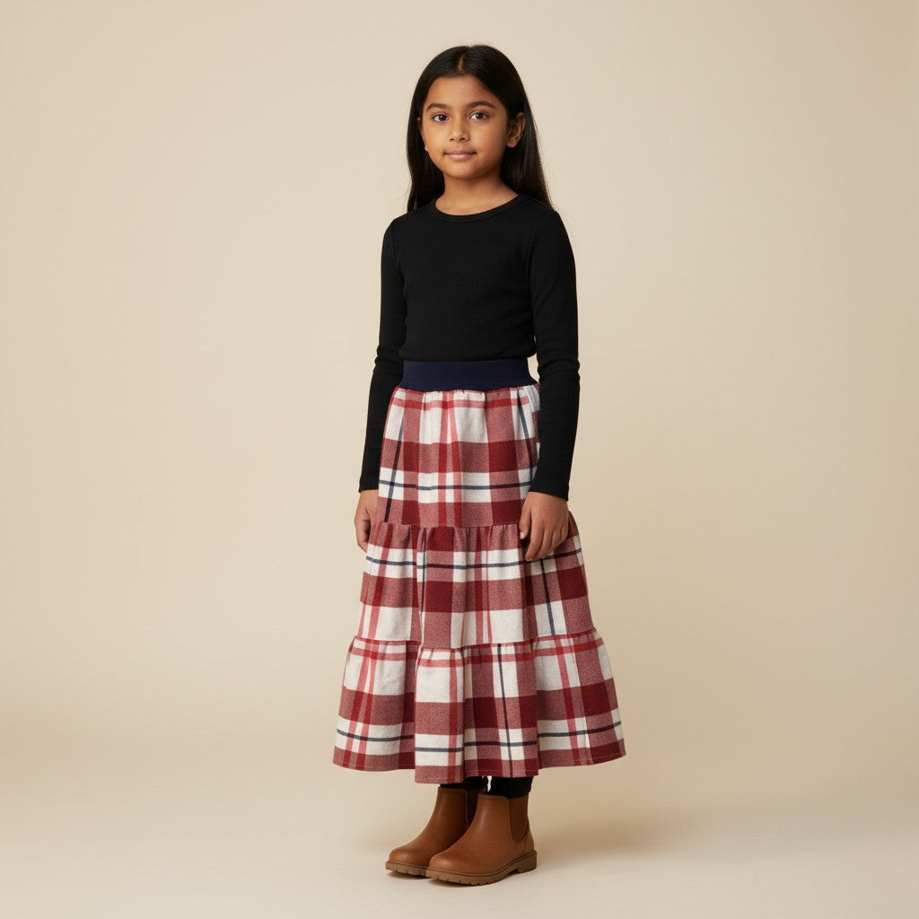 Maxi Flannel Plaid Skirt (6)