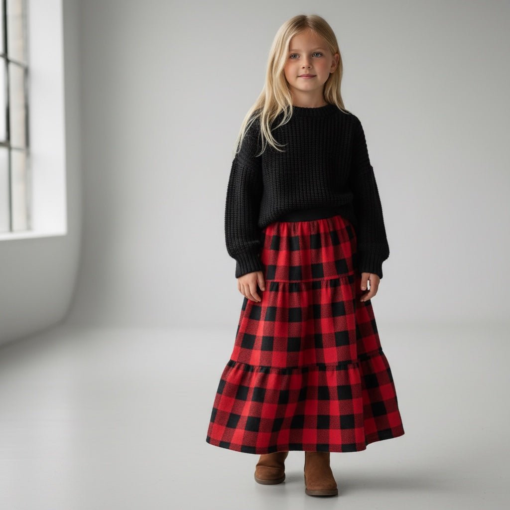 Maxi Flannel Checkered Skirt (8)