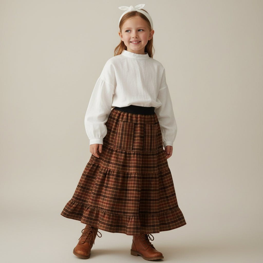 Maxi Canvas Plaid Skirt (6-7)