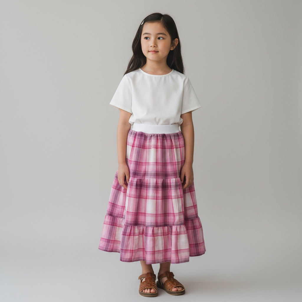 Maxi Cotton Plaid Skirt (4-5)