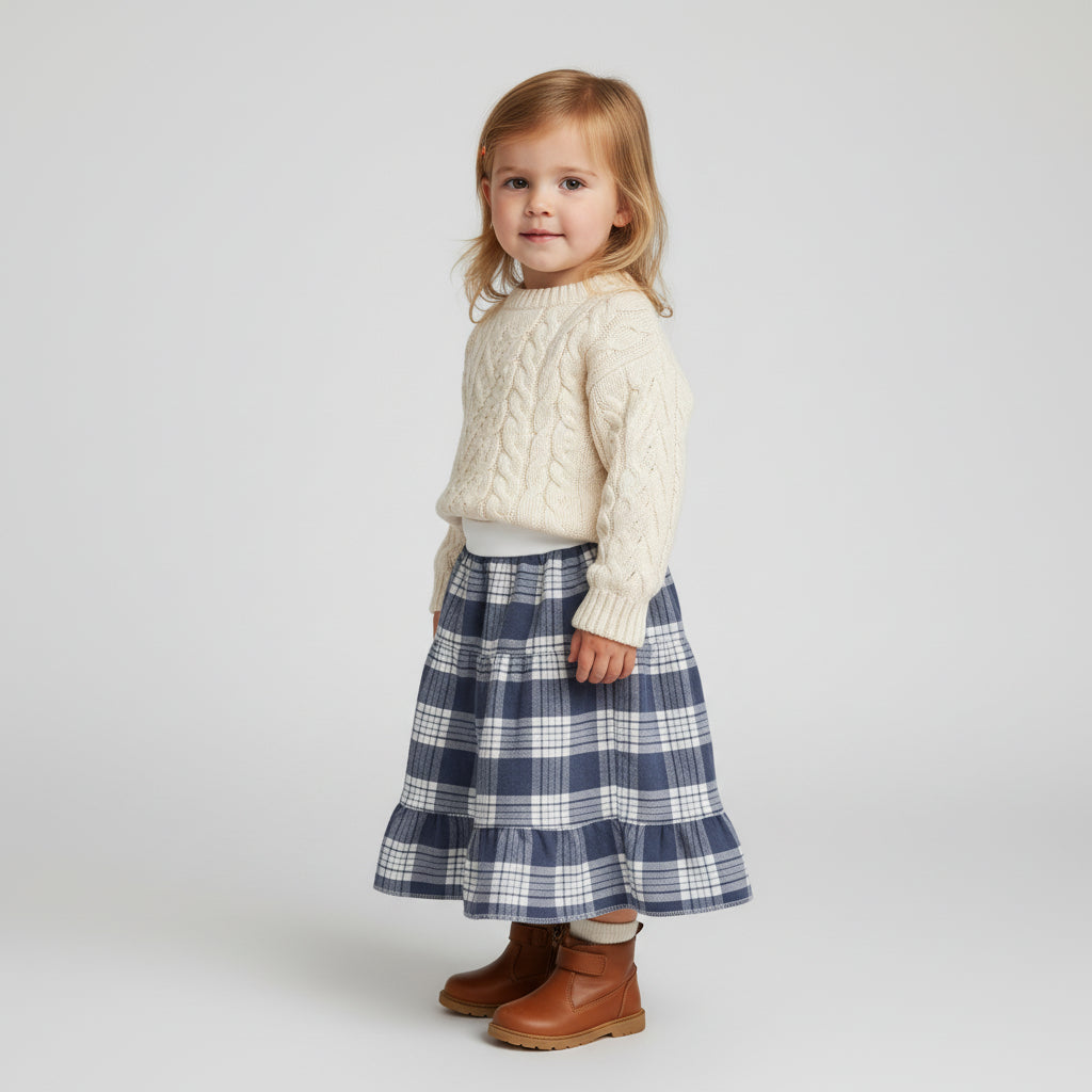 Midi Flannel Plaid Skirt (2-3)