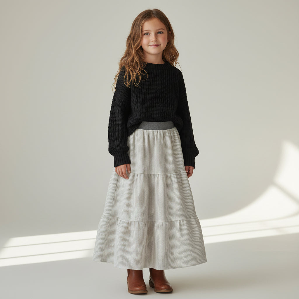 Maxi Flannel Striped Skirt (8)