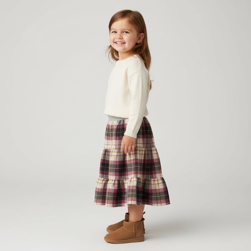 Midi Flannel Plaid Skirt (2-3)