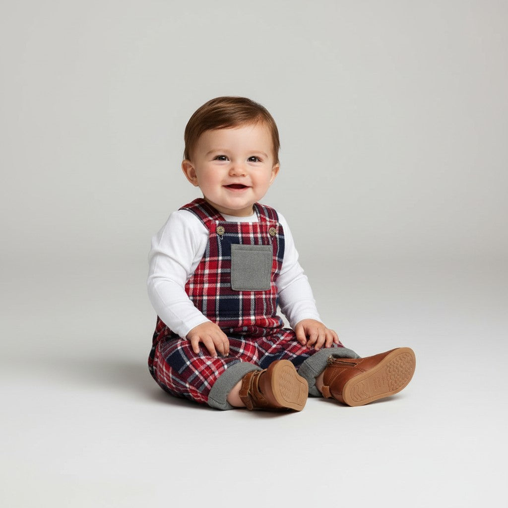 100% Wool Flannel Reversible Overalls (9M)