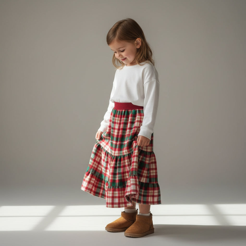 Maxi Flannel Plaid Skirt (4)