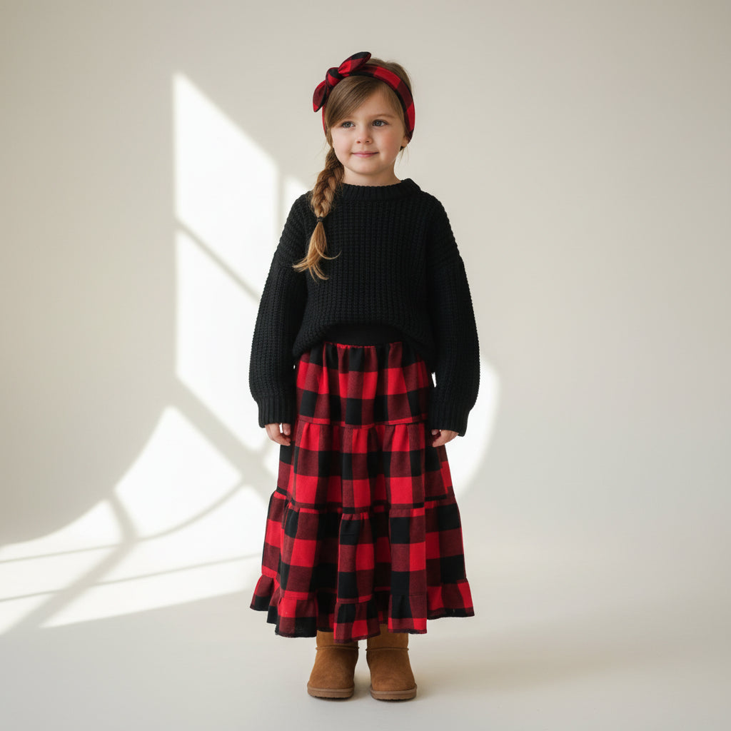 Maxi Flannel Checkered Skirt (2-3)