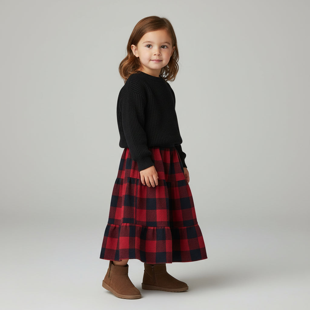 Maxi Flannel Checkered Skirt (2-3)