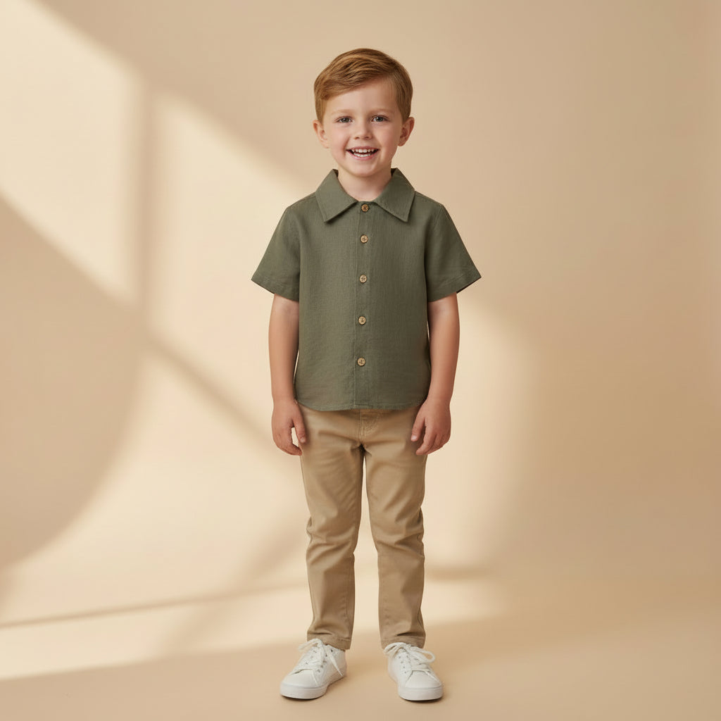100% Linen Button Shirt Boys (3T)