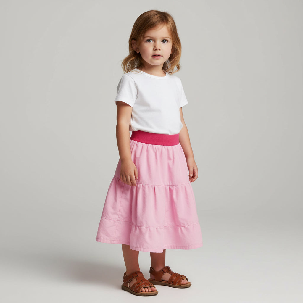 Midi Cotton Pink Skirt (2-3)