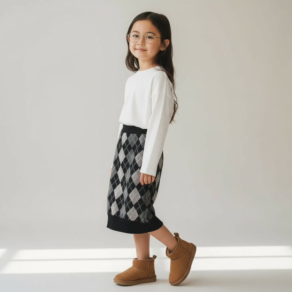 Midi Wool Argyle Skirt (8)