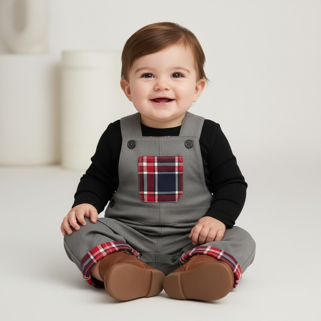 100% Wool Flannel Reversible Overalls (9M)