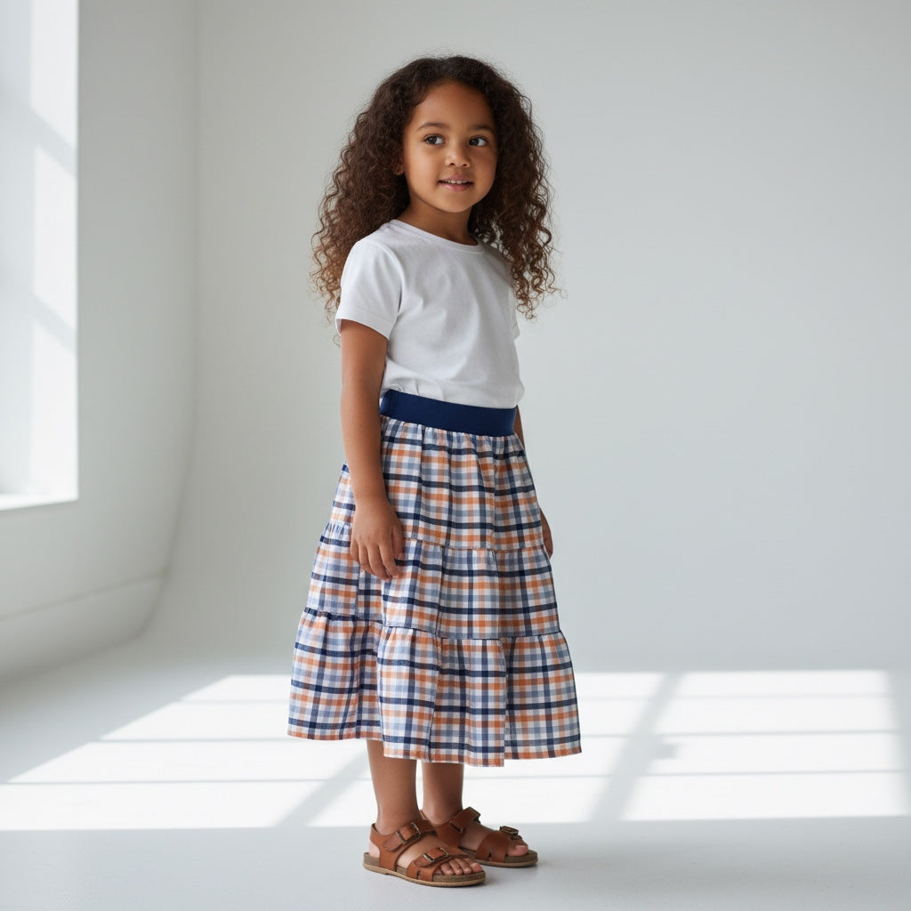 Midi Cotton Checkered Skirt (2-3)