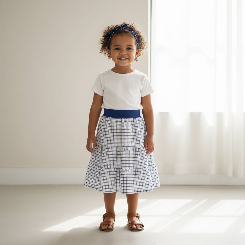 Midi Cotton Checkered Skirt (2-3)