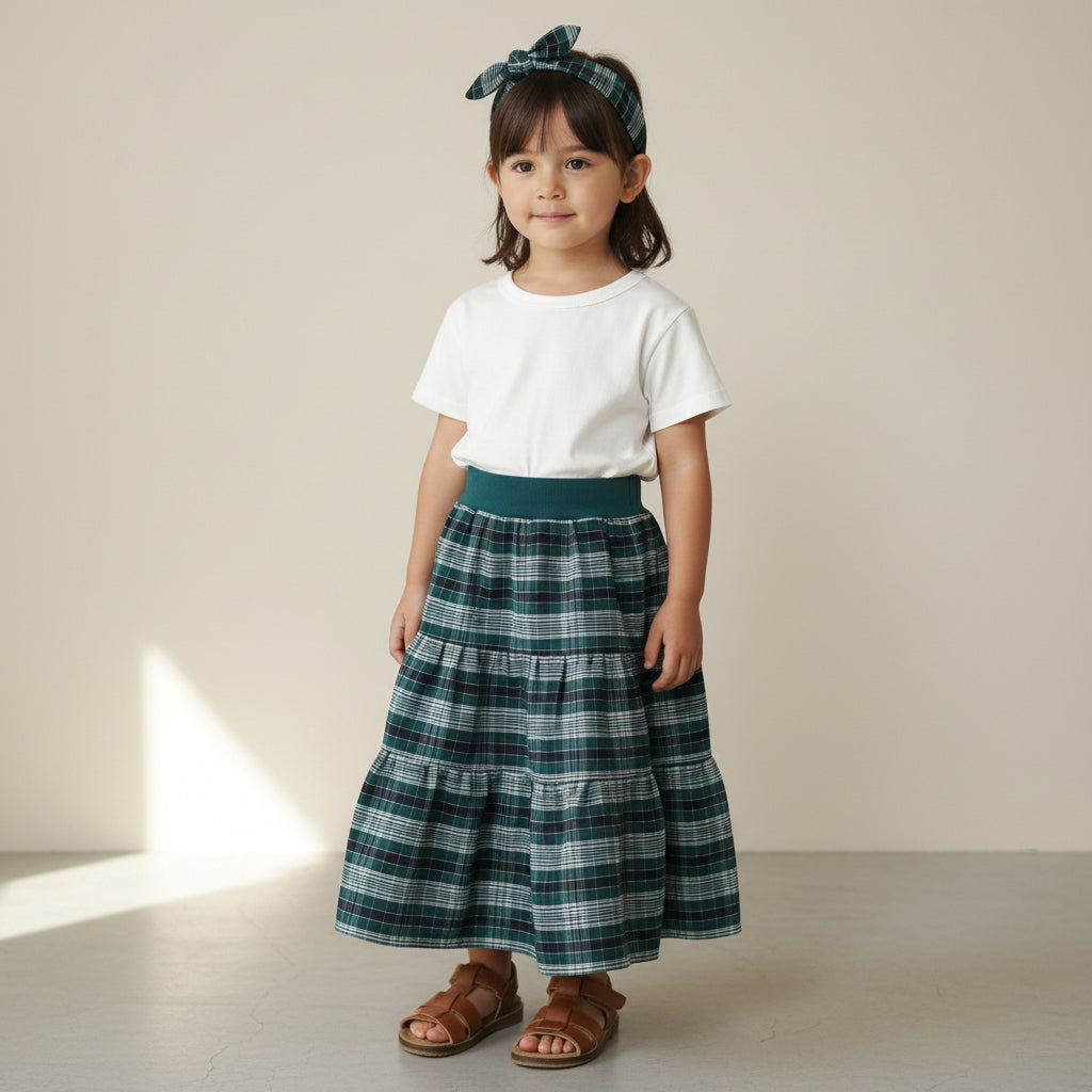 Maxi Blue Plaid Skirt Girls (2-3)