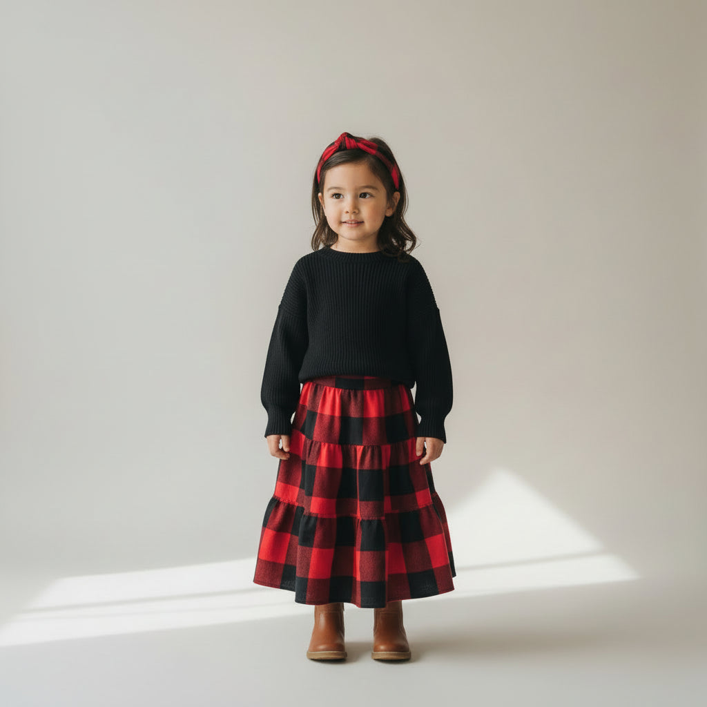 Maxi Flannel Checkered Skirt (2-3)