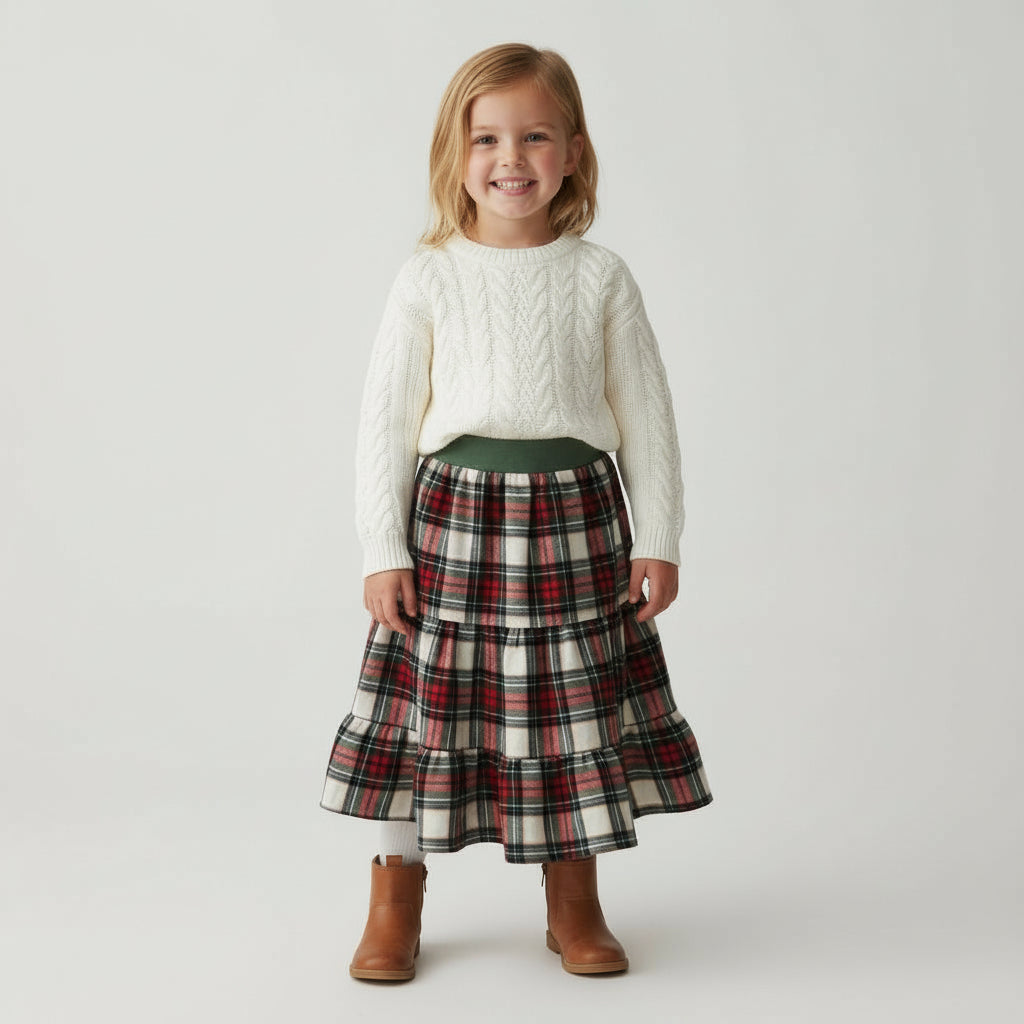 Midi Flannel Plaid Skirt (2-3)